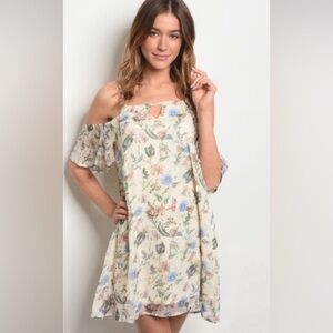 NEW HOMMAGE Flowey Sexy Cold Shoulder Sheer overlay